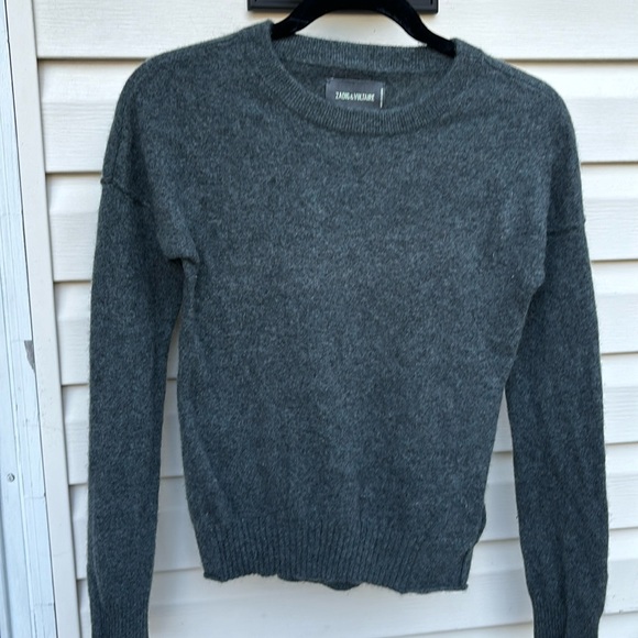 ZADIG & VOLTAIRE LADIES GRAY CASHMERE CICI PATCH METALLIC ELBOW STARS-XS - Picture 1 of 14